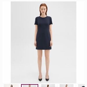 Theory Sheath Dress in Good Wool - Nocturne Navy